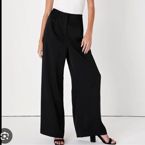 LULUS Wide Leg Lined Black Pants Size Small NWT